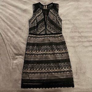 Bloomingdale’s Black and Beige Lace Dress